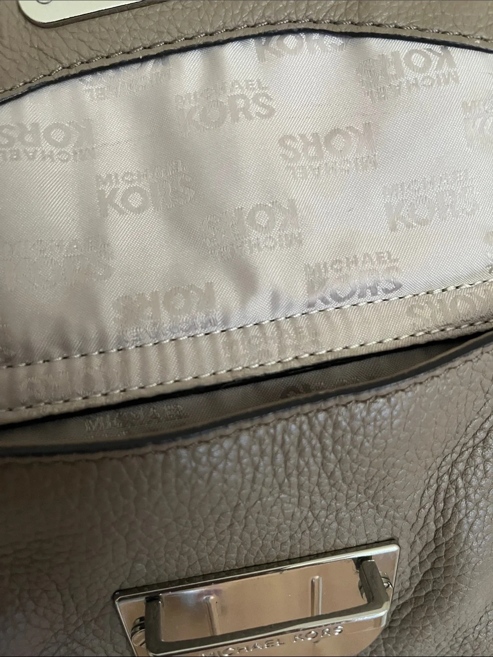 Michael Kors Taupe Brown Pebbled Leather Shoulder Hobo
